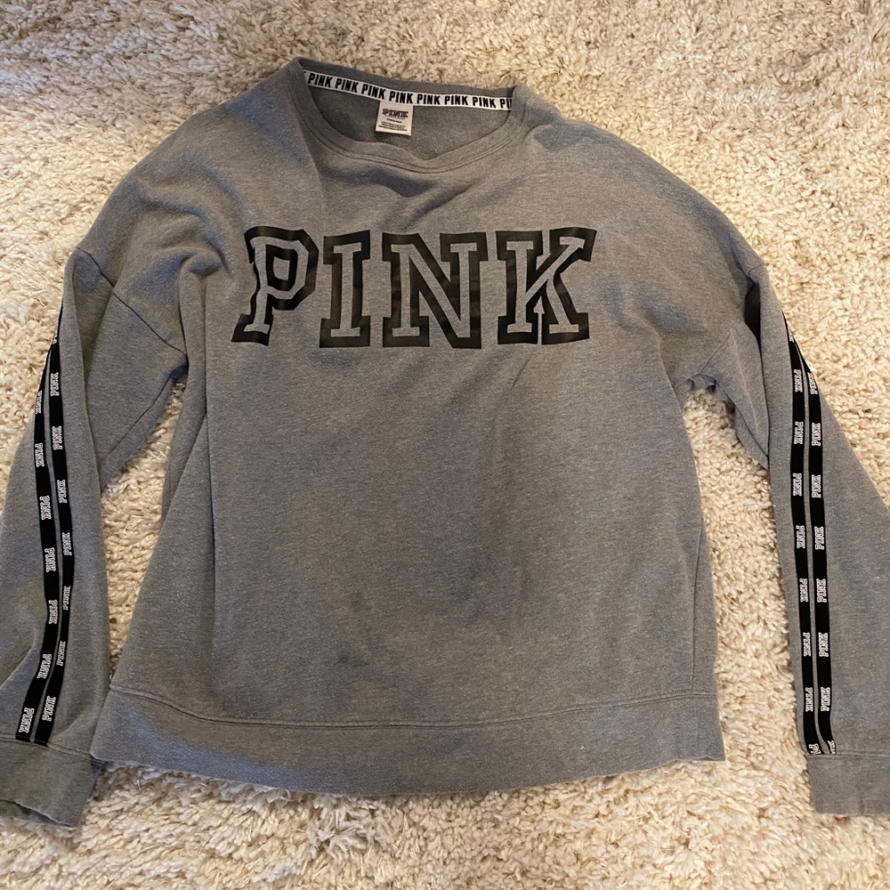Pink Heather Grey Pullover Sweatshirt